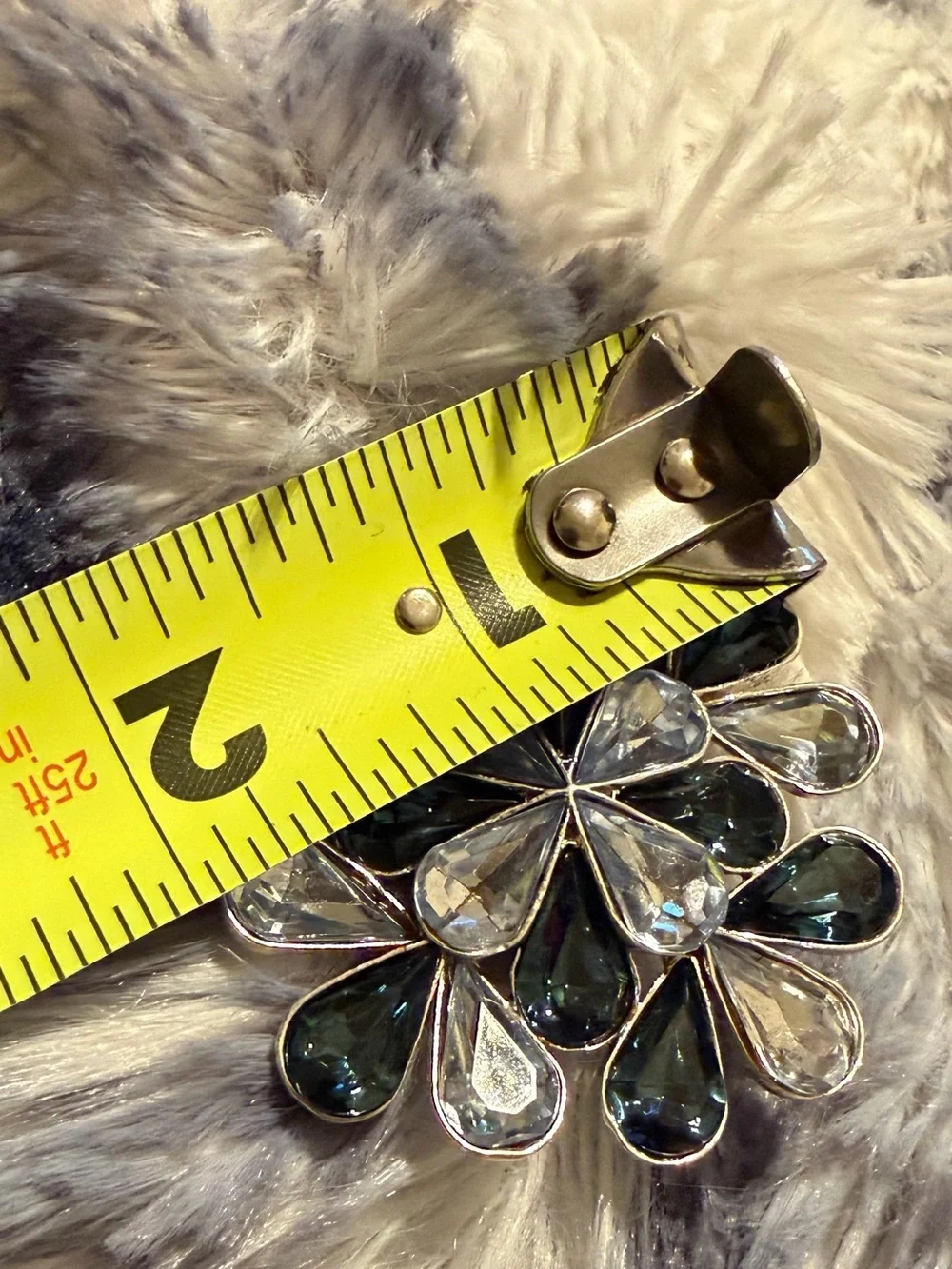 Crystal Floral Brooch - Clear & Sapphire Blue Stones